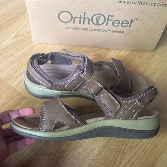 OrthoFeet size 8 Malibu leather Women's Brown Sandals - Picture 4 of 12